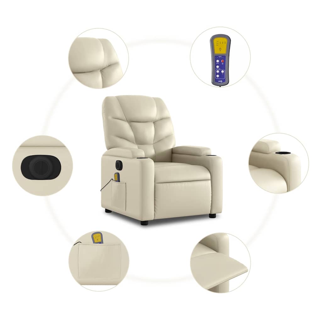 Electric Stand Up Massage Recliner Chair Cream