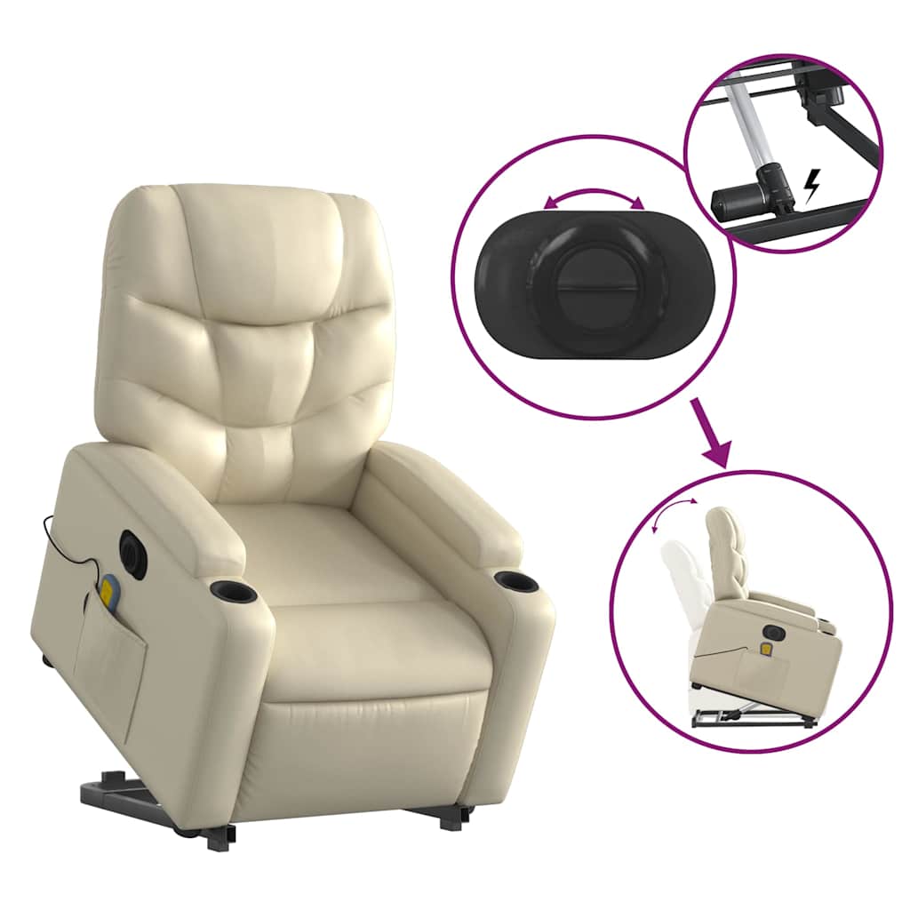 Electric Stand Up Massage Recliner Chair Cream