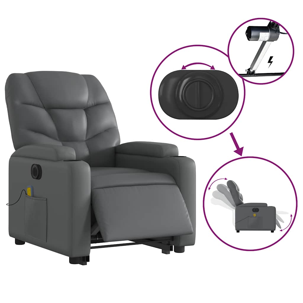Electric Stand Up Massage Recliner Chair Gray