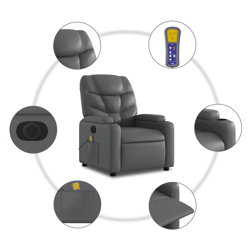 Electric Stand Up Massage Recliner Chair Gray