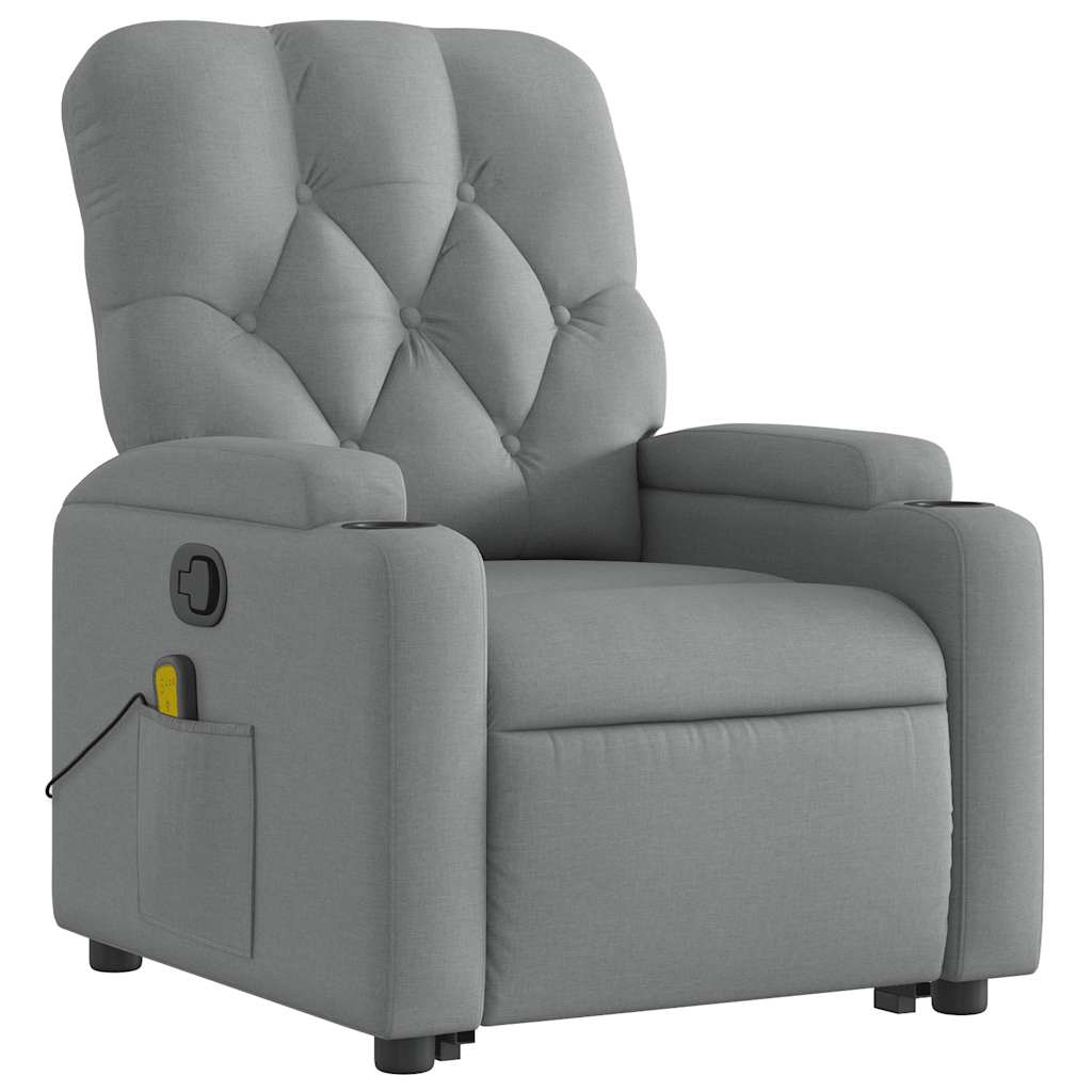 Stand up Massage Recliner Chair Light Gray Fabric