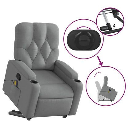 Stand up Massage Recliner Chair Light Gray Fabric