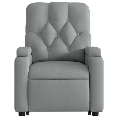 Stand up Massage Recliner Chair Light Gray Fabric