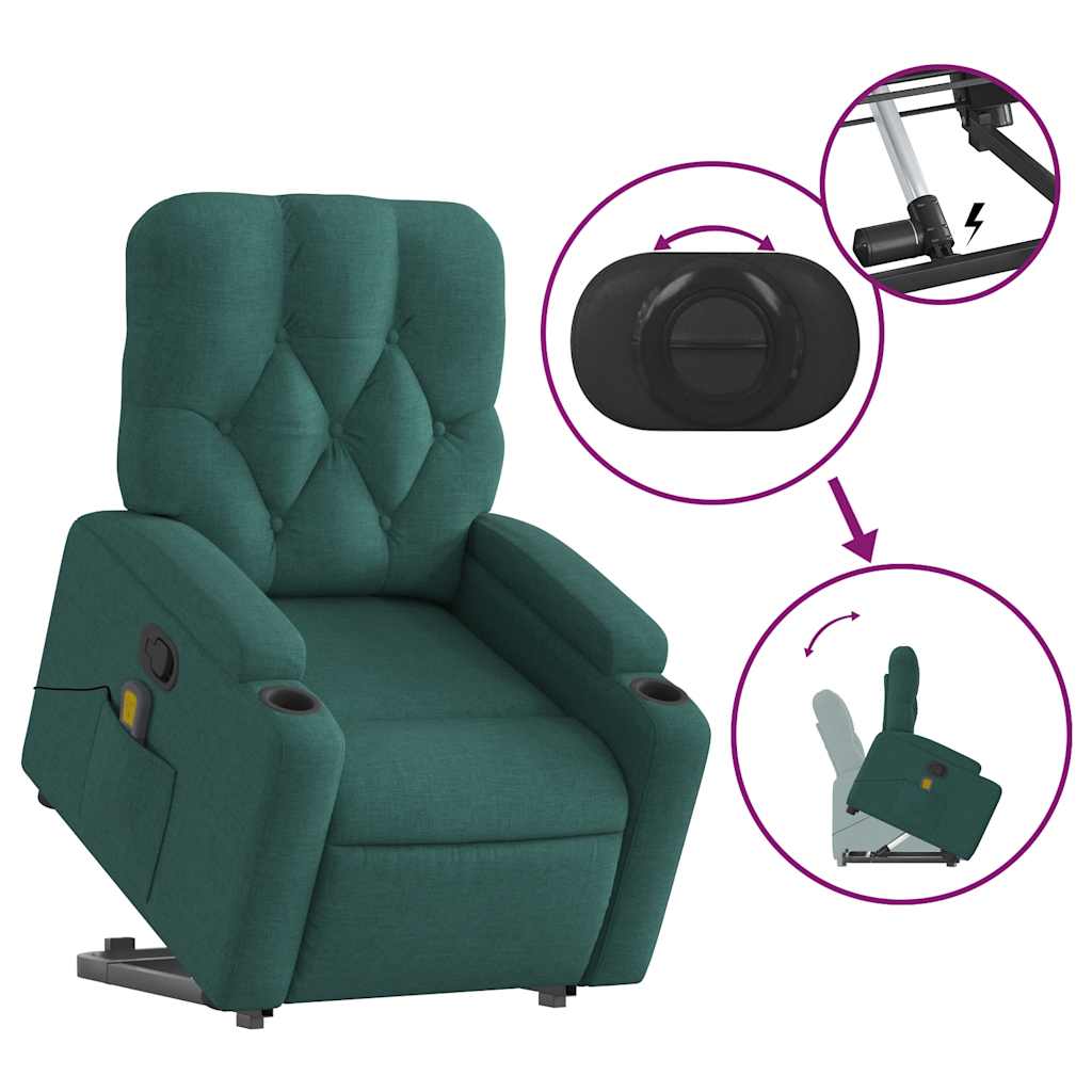 Stand Up Massage Recliner Chair Dark Green