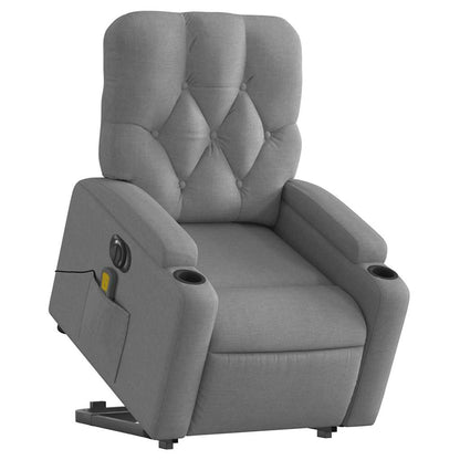 Electric Stand up Massage Recliner Chair Light Gray Fabric