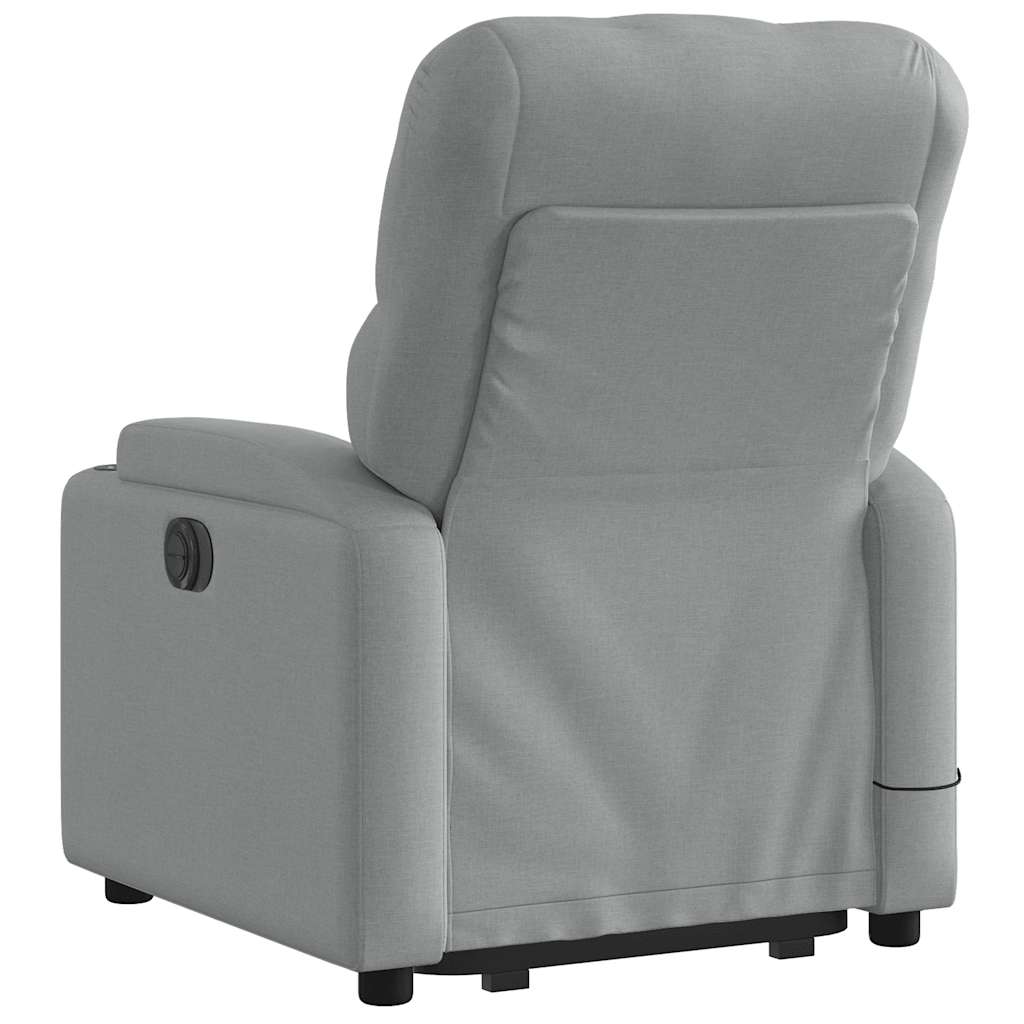 Electric Stand up Massage Recliner Chair Light Gray Fabric