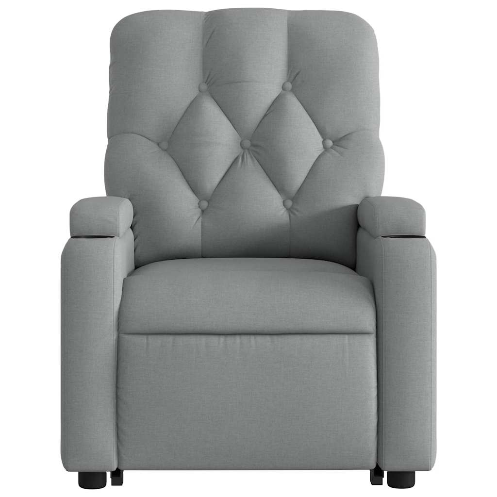Electric Stand up Massage Recliner Chair Light Gray Fabric