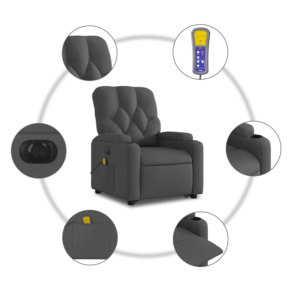 Electric Stand Up Massage Recliner Chair Dark gray