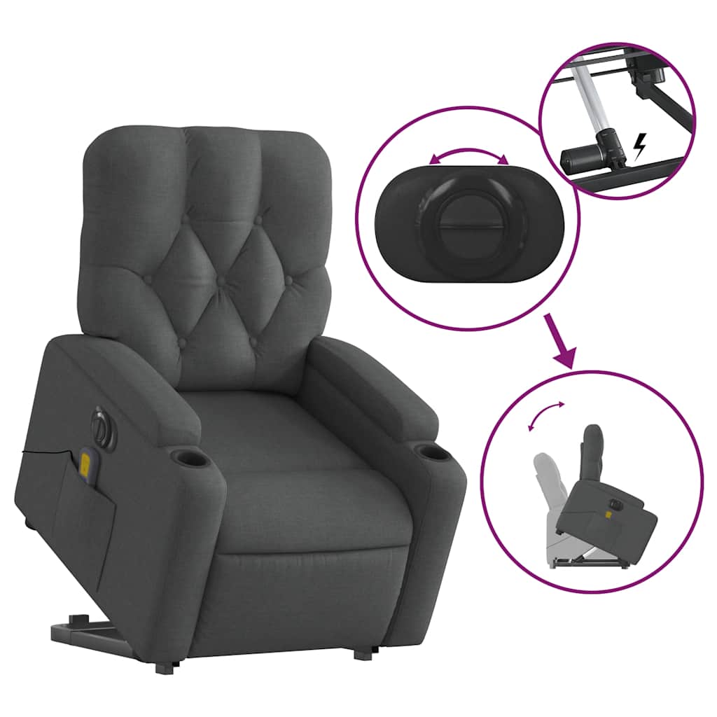 Electric Stand Up Massage Recliner Chair Dark gray