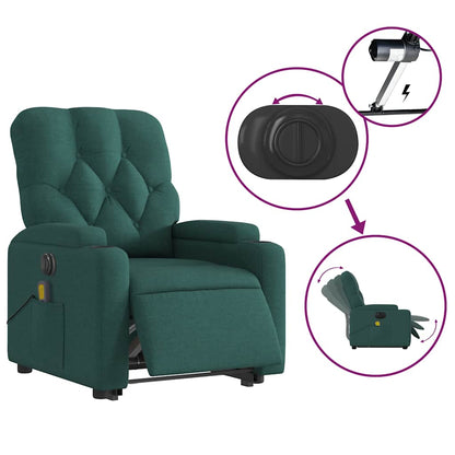 Electric Stand Up Massage Recliner Chair Dark green
