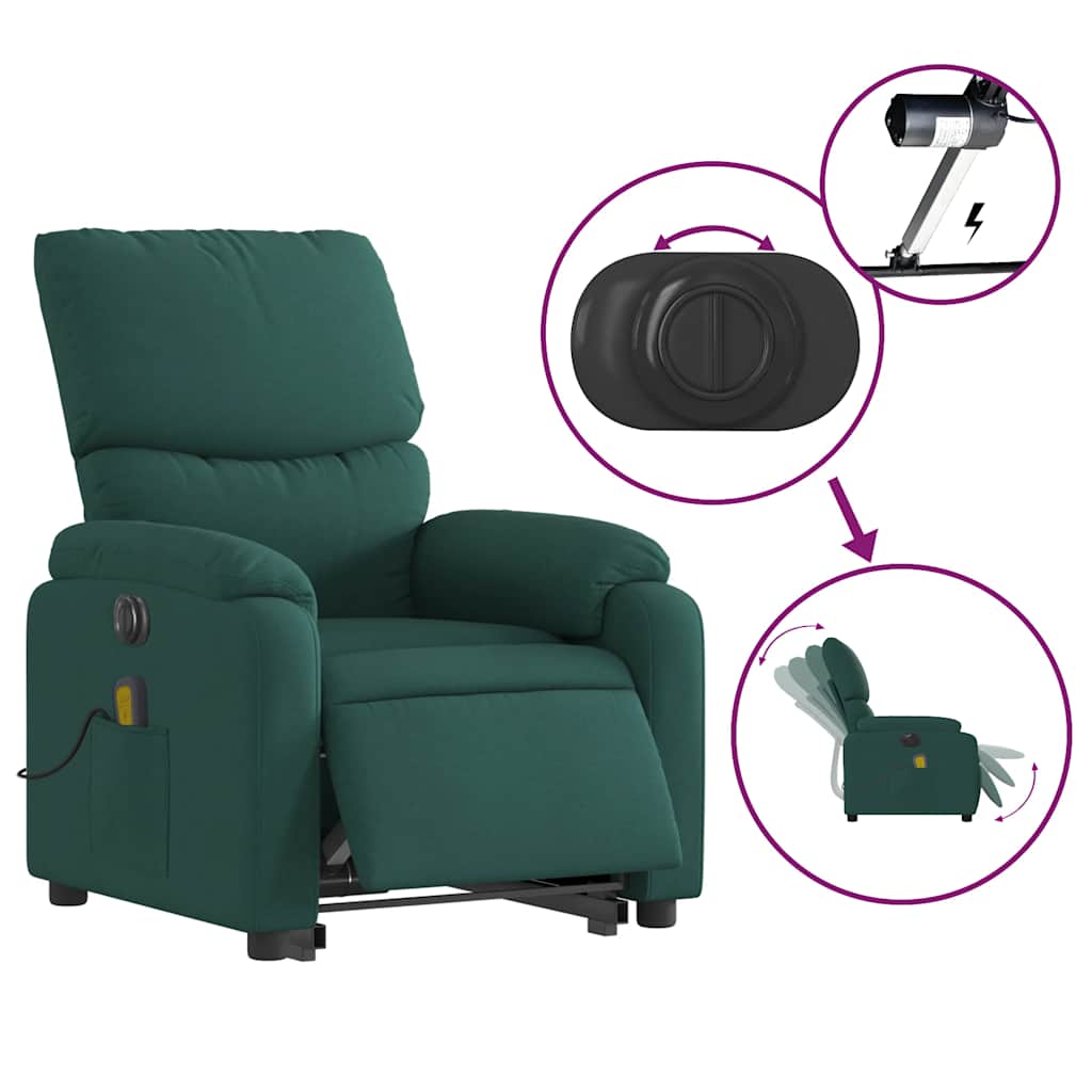 Electric Stand Up Massage Recliner Chair Dark Green