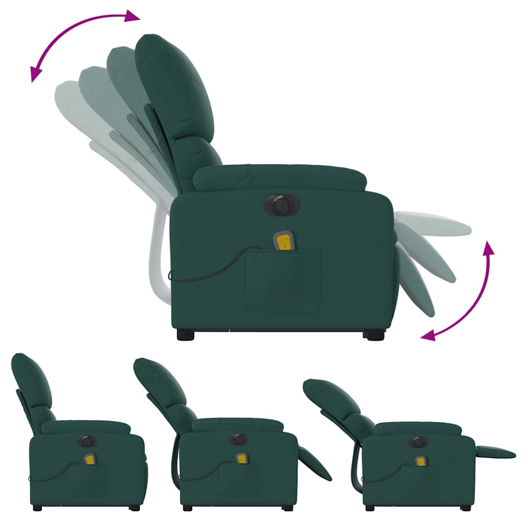 Electric Stand Up Massage Recliner Chair Dark Green