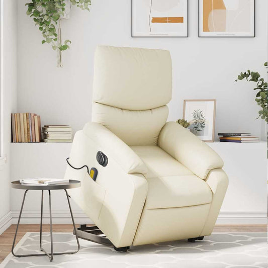Electric Stand Up Massage Recliner Chair Cream