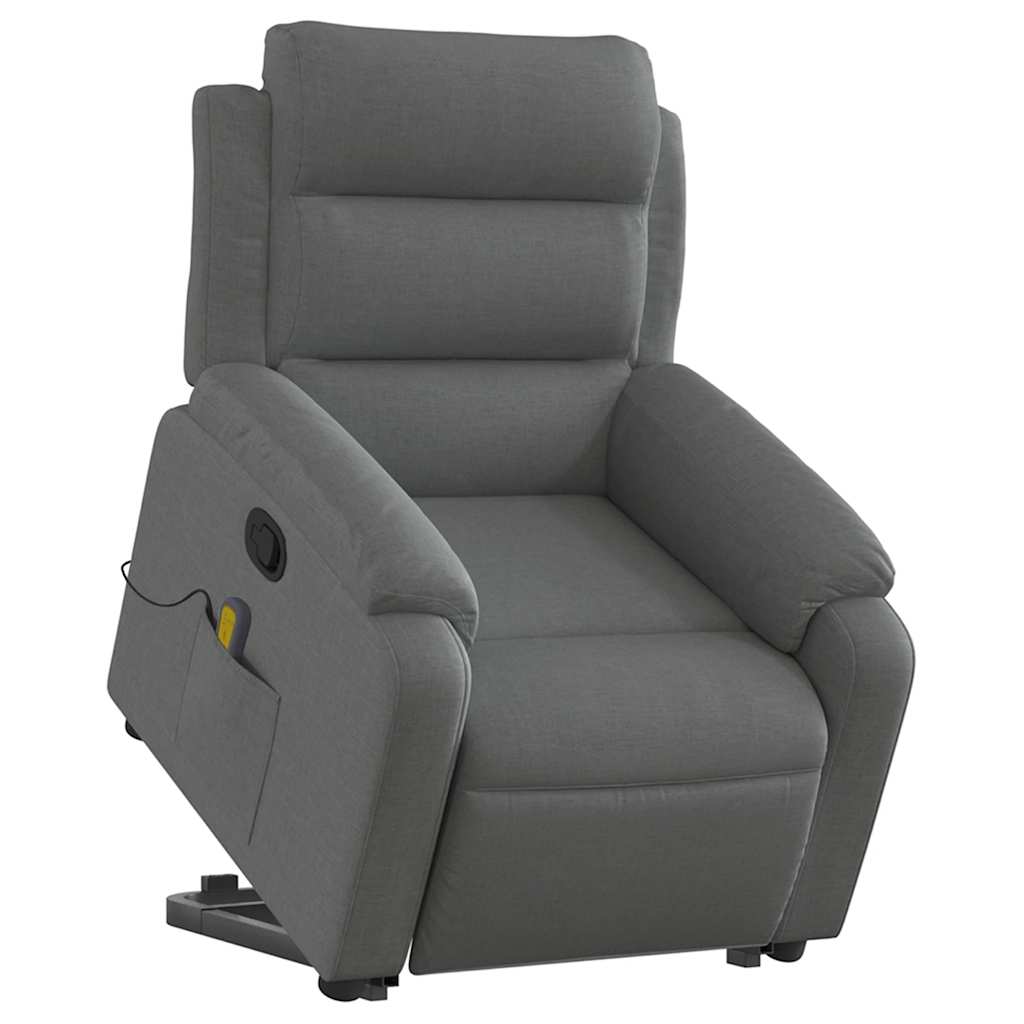 Stand Up Massage Recliner Chair Dark Grey Polyester, Metal, Plywood