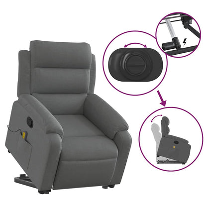 Stand Up Massage Recliner Chair Dark Grey Polyester, Metal, Plywood