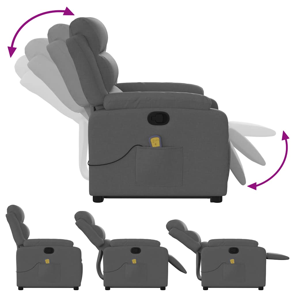 Stand Up Massage Recliner Chair Dark Grey Polyester, Metal, Plywood