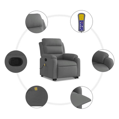 Stand Up Massage Recliner Chair Dark Grey Polyester, Metal, Plywood