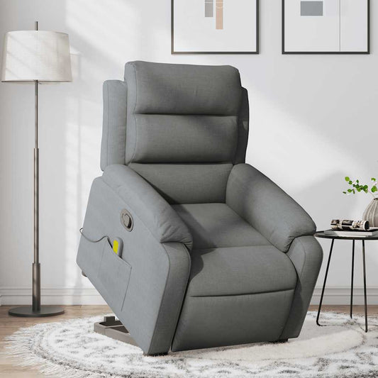 Stand Up Massage Recliner Chair Dark Grey Polyester, Metal, Plywood