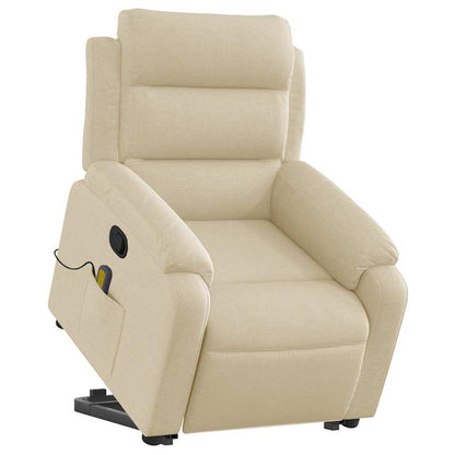 Stand Up Massage Recliner Chair Cream Polyester Medium