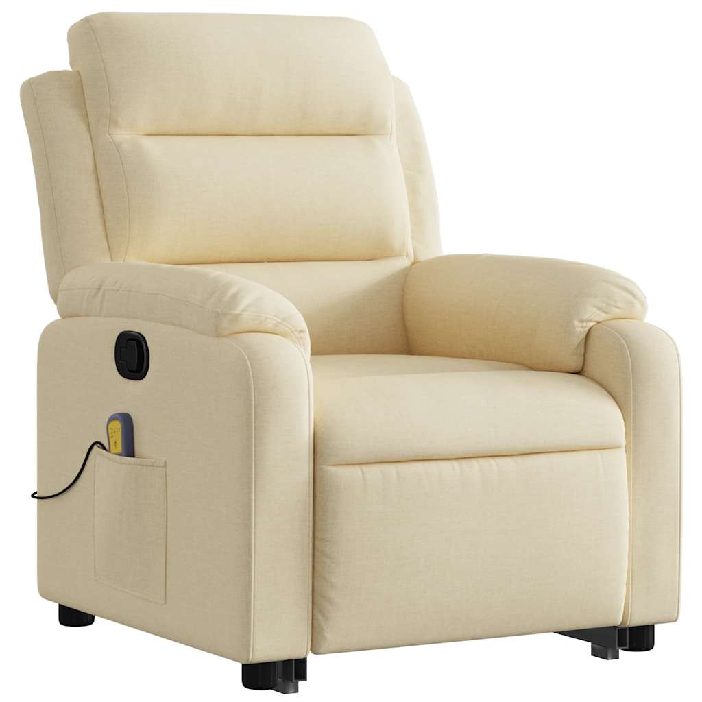 Stand Up Massage Recliner Chair Cream Polyester Medium