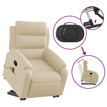 Stand Up Massage Recliner Chair Cream Polyester Medium
