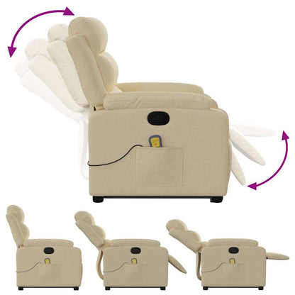 Stand Up Massage Recliner Chair Cream Polyester Medium
