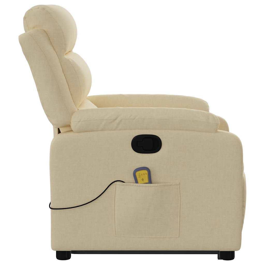 Stand Up Massage Recliner Chair Cream Polyester Medium