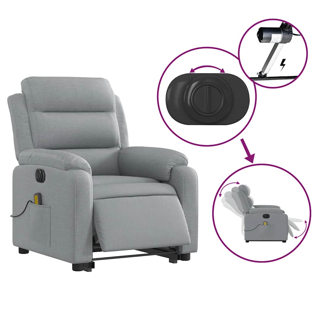 Electric Stand Up Massage Recliner Chair Light Gray