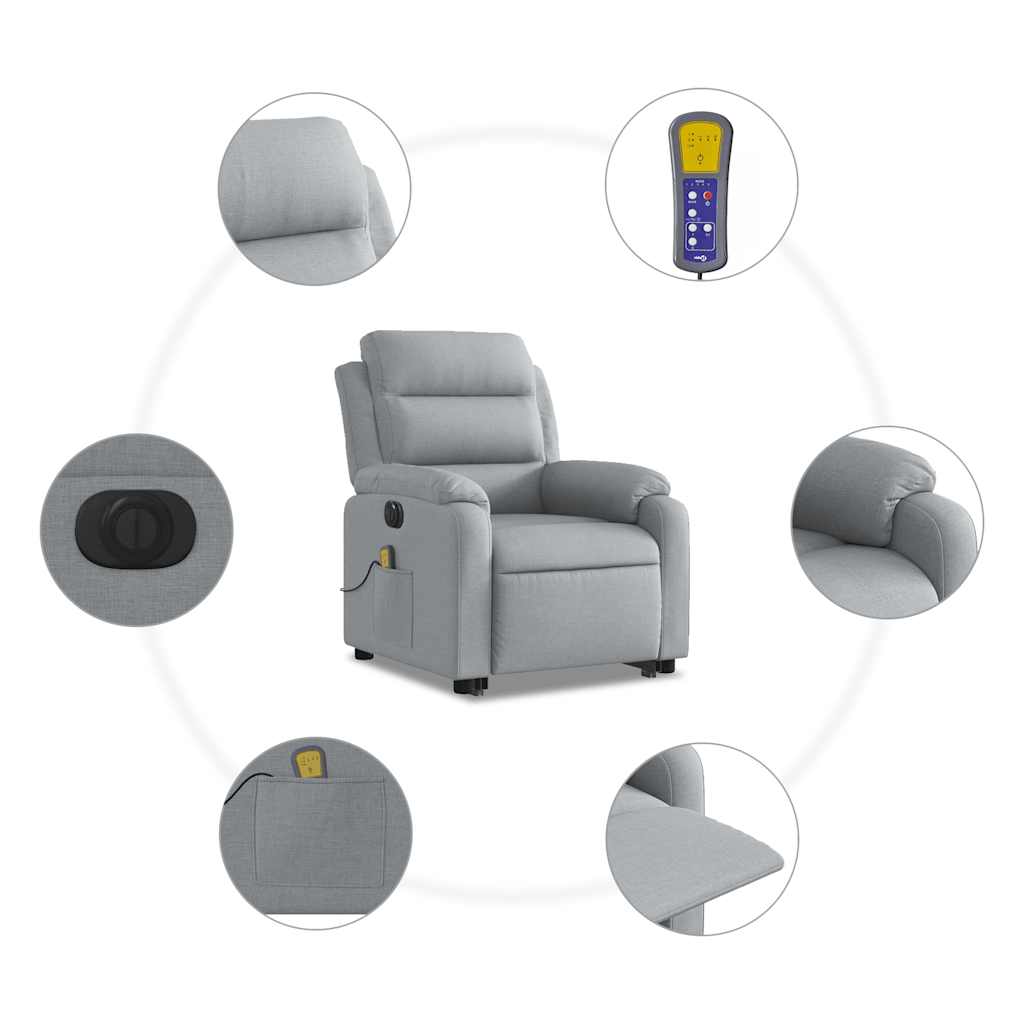 Electric Stand Up Massage Recliner Chair Light Gray