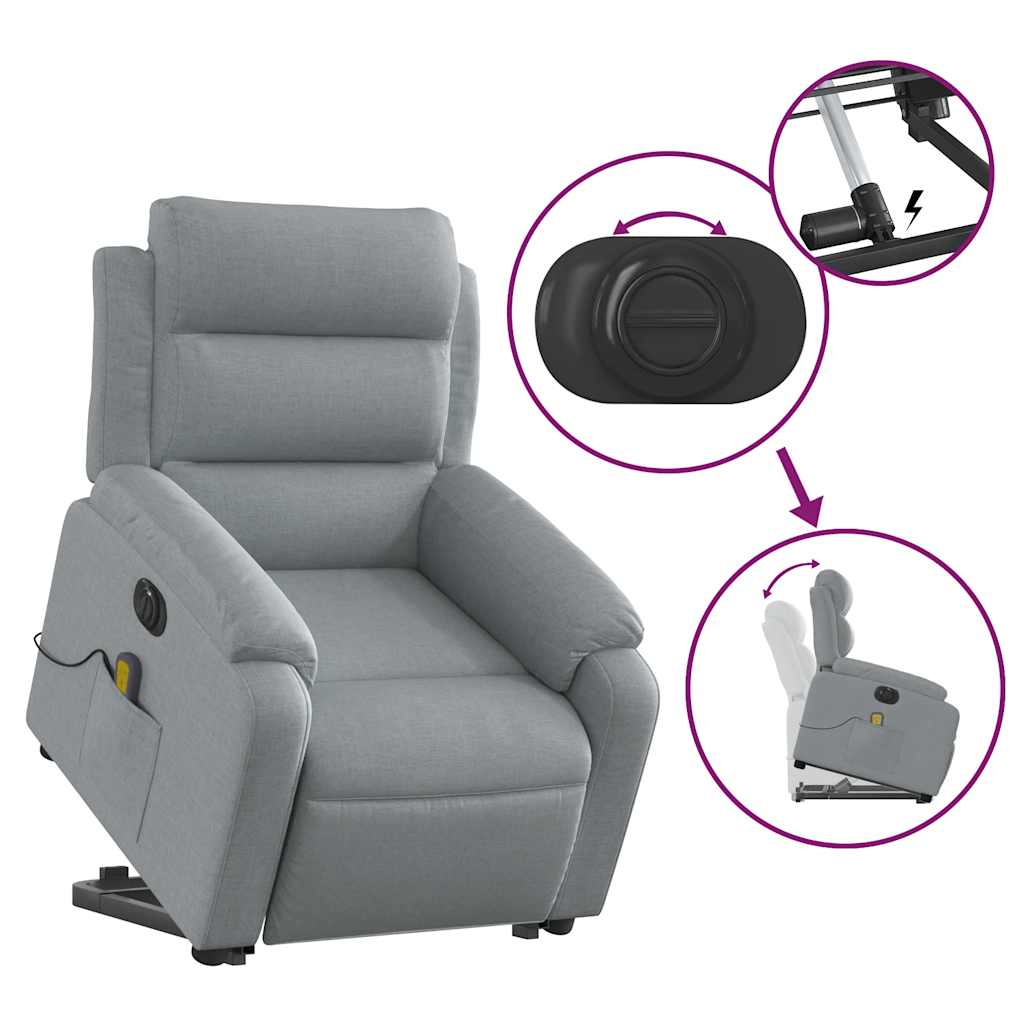 Electric Stand Up Massage Recliner Chair Light Gray
