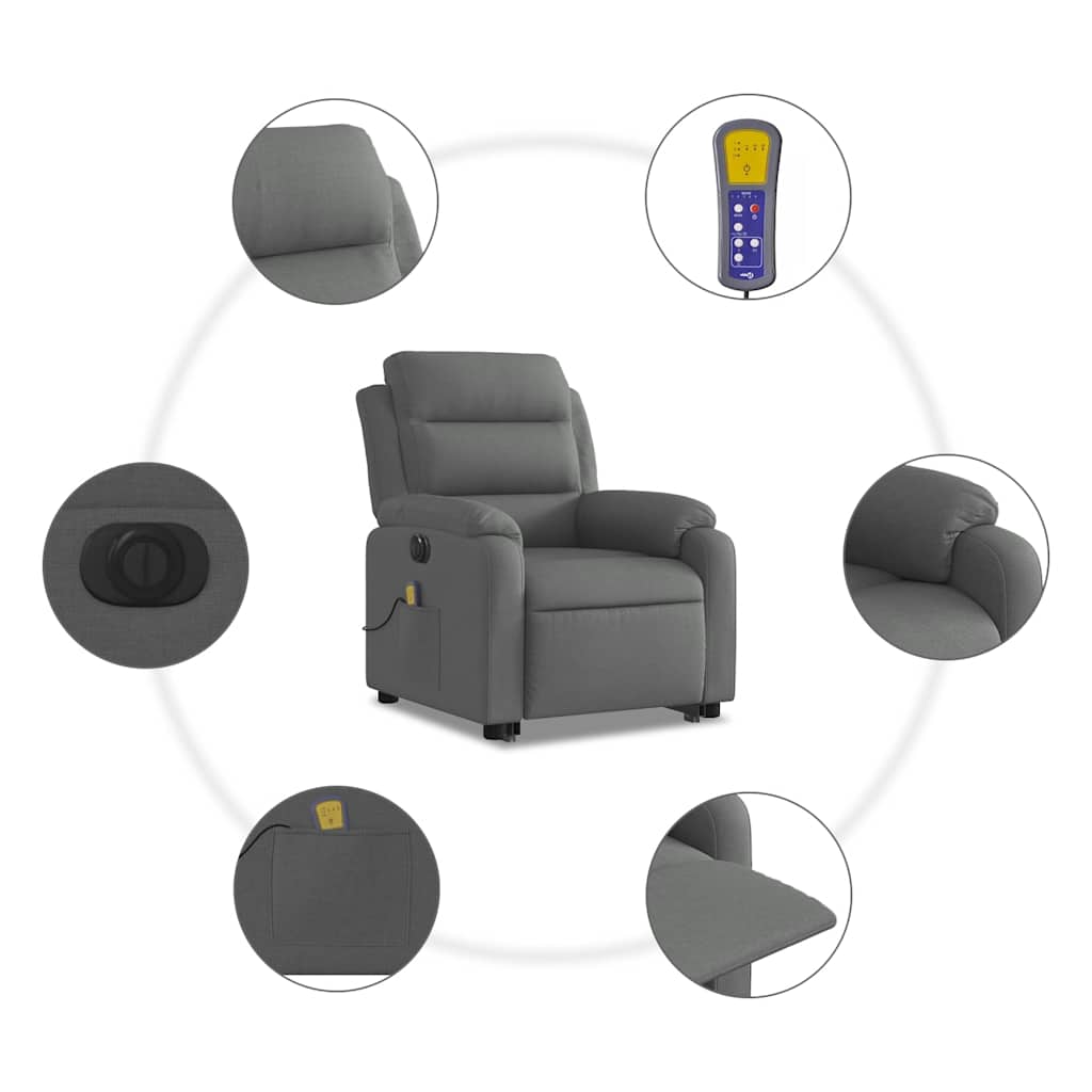 Electric Stand Up Massage Recliner Chair Dark Gray