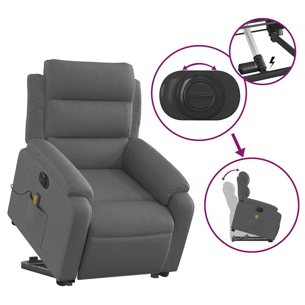 Electric Stand Up Massage Recliner Chair Dark Gray