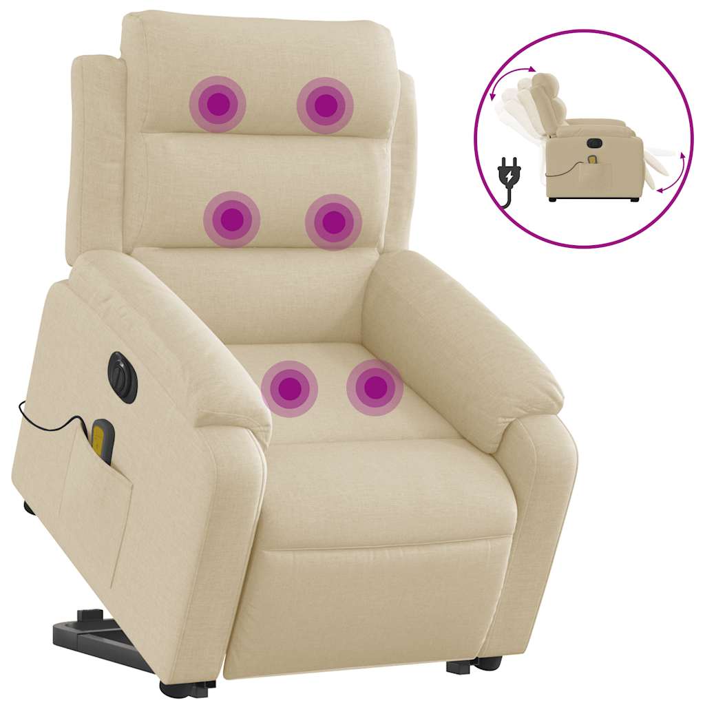 Electric Stand-Up Massage Recliner Chair Cream