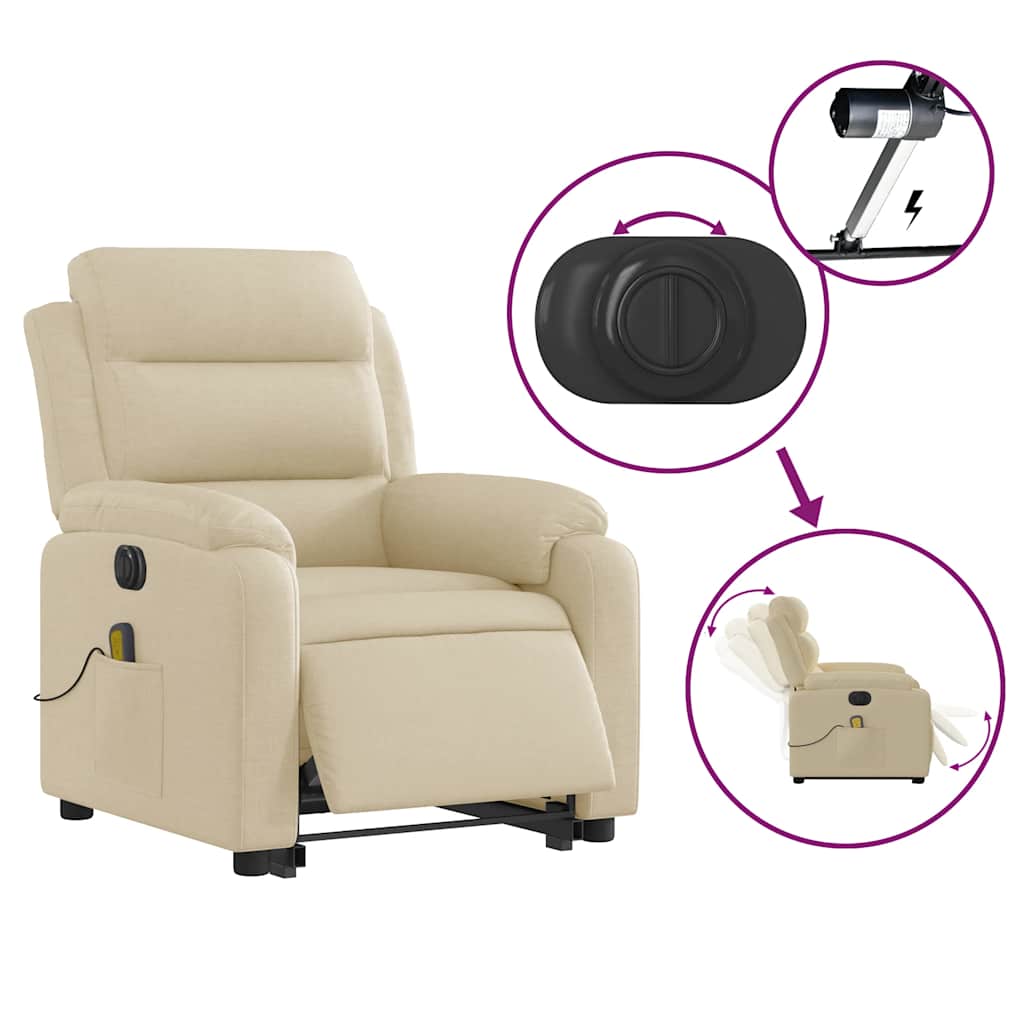 Electric Stand-Up Massage Recliner Chair Cream