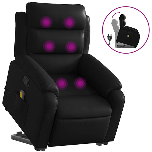 Stand Up Massage Recliner Chair Black Faux leather, metal, plywood