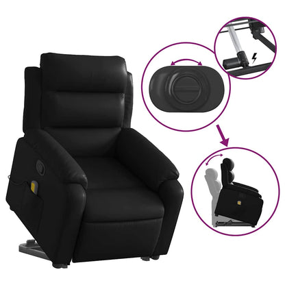Stand Up Massage Recliner Chair Black Faux leather, metal, plywood