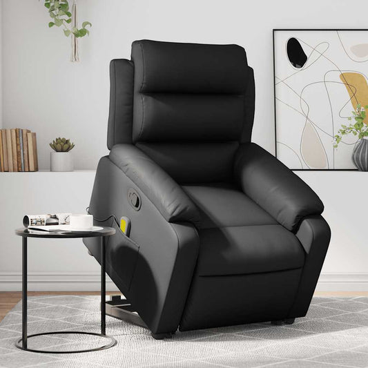 Stand Up Massage Recliner Chair Black Faux leather, metal, plywood