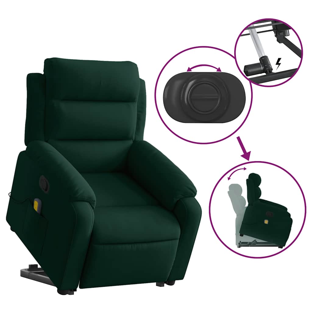 Stand Up Massage Recliner Chair Dark Green