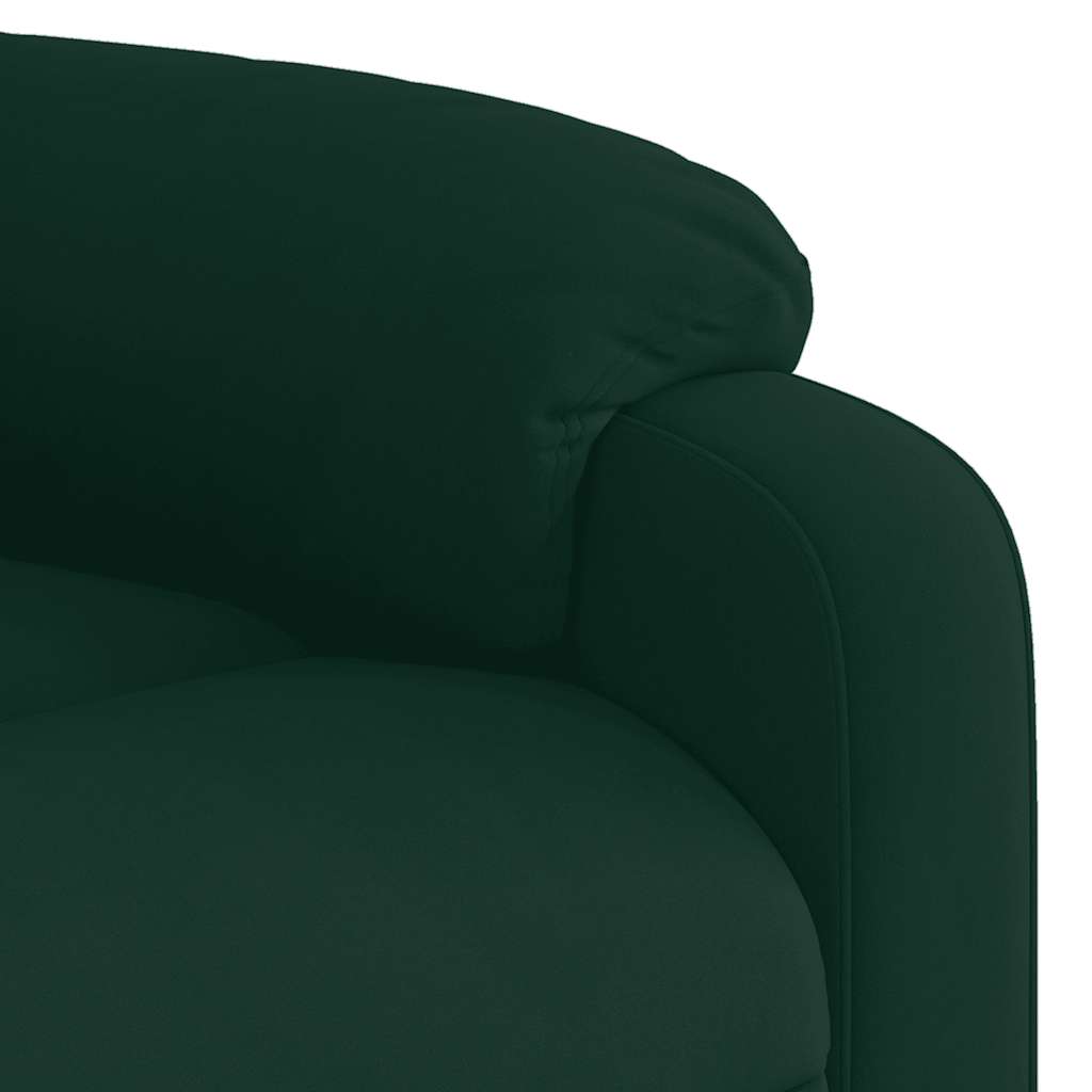 Electric Stand Up Massage Recliner Chair Dark Green Velvet Medium