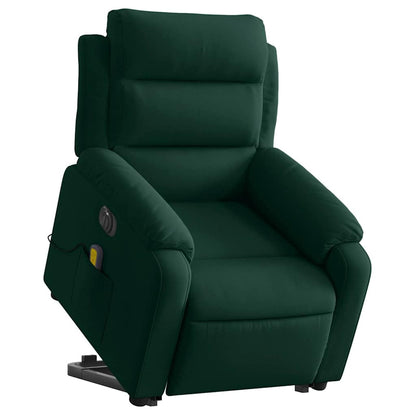 Electric Stand Up Massage Recliner Chair Dark Green Velvet Medium