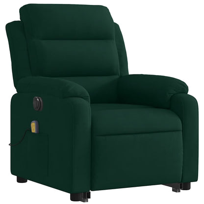 Electric Stand Up Massage Recliner Chair Dark Green Velvet Medium
