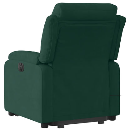 Electric Stand Up Massage Recliner Chair Dark Green Velvet Medium