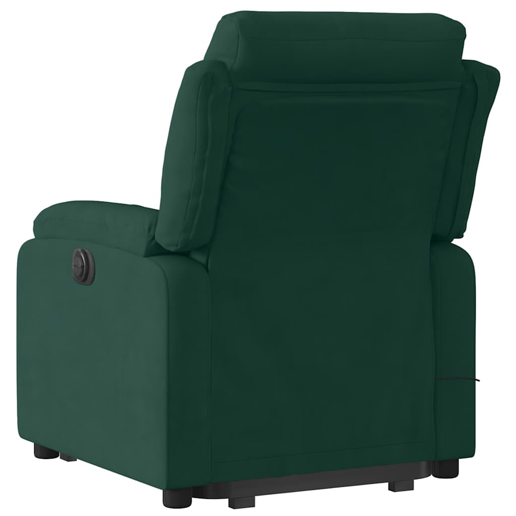 Electric Stand Up Massage Recliner Chair Dark Green Velvet Medium