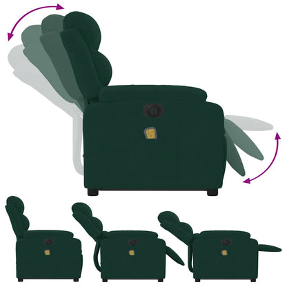 Electric Stand Up Massage Recliner Chair Dark Green Velvet Medium
