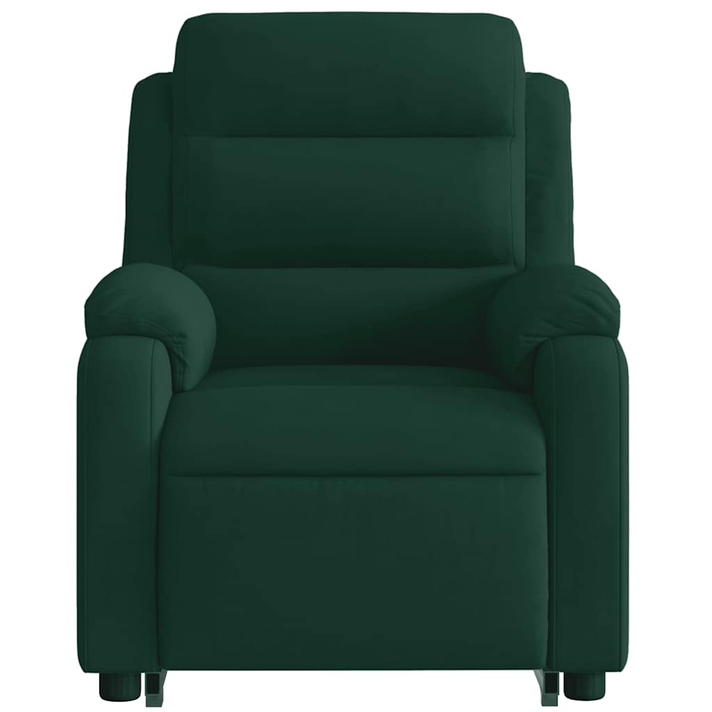 Electric Stand Up Massage Recliner Chair Dark Green Velvet Medium