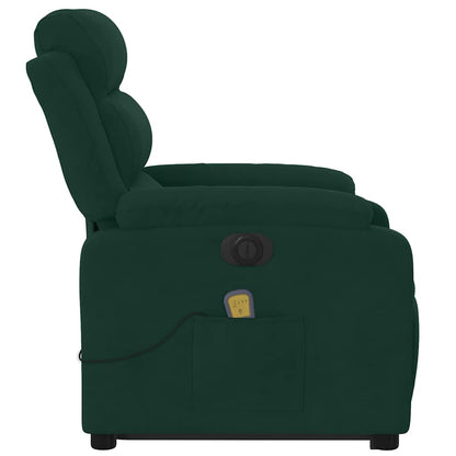 Electric Stand Up Massage Recliner Chair Dark Green Velvet Medium