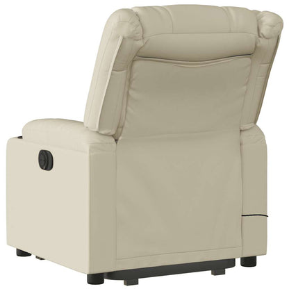 Stand up Massage Recliner Chair Cream Faux Leather