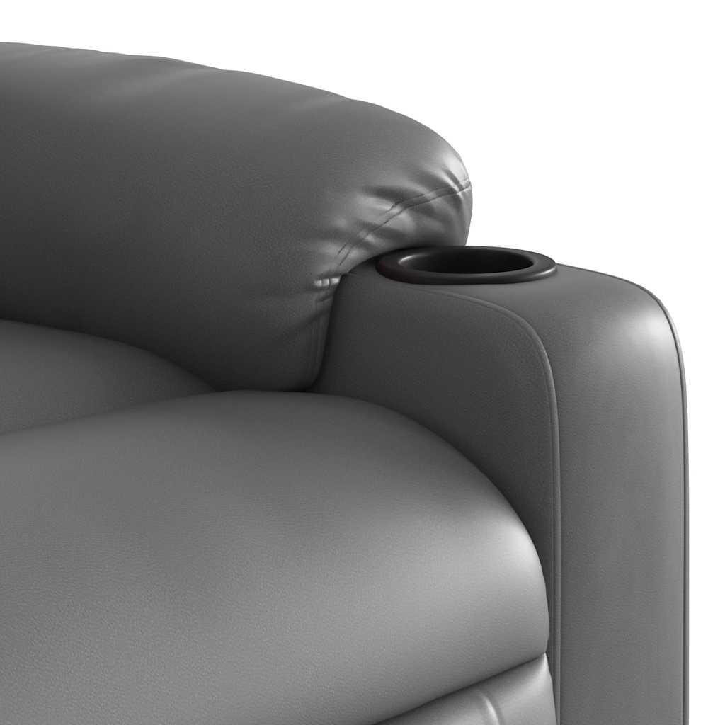 Electric Stand up Massage Recliner Chair Gray Faux Leather