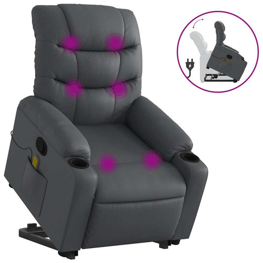 Stand up Massage Recliner Chair Gray Faux Leather