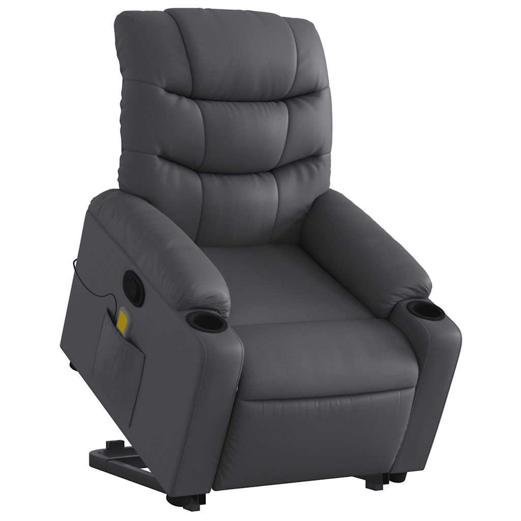Stand up Massage Recliner Chair Gray Faux Leather
